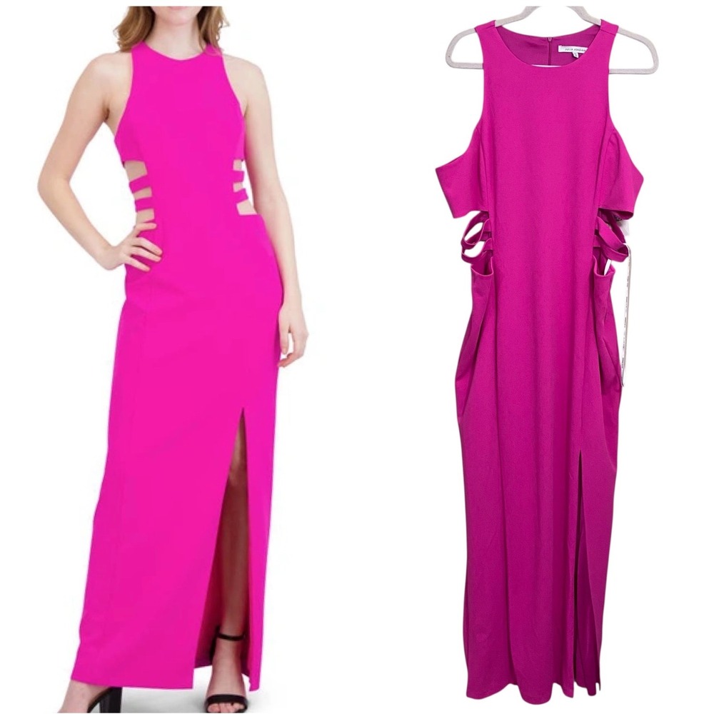 PLUS Julia Jordan NWT Racerback Side Cutouts Maxi Dress In Fuchsia Size 16